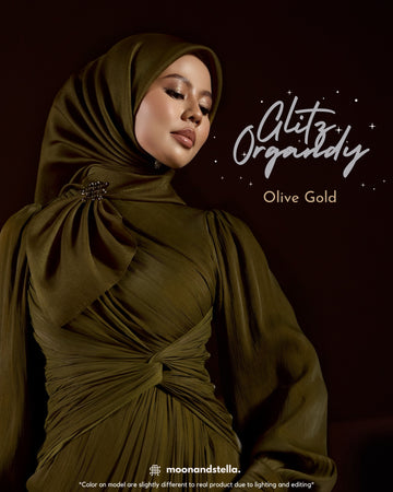 GLITZ ORGANDY - OLIVE GOLD