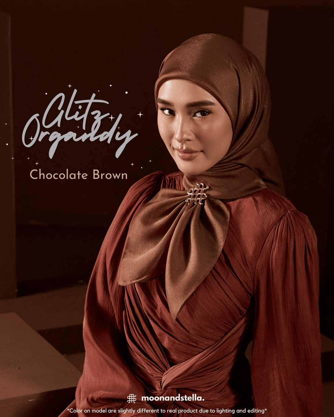 GLITZ ORGANDY - CHOCOLATE BROWN