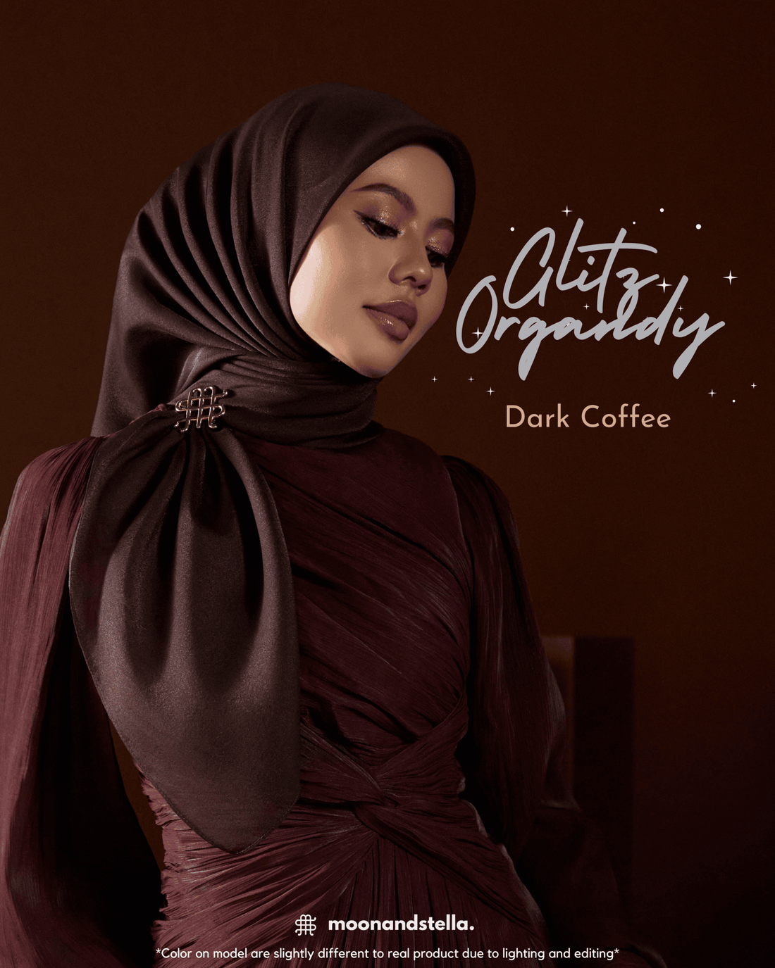 GLITZ ORGANDY - DARK COFFEE