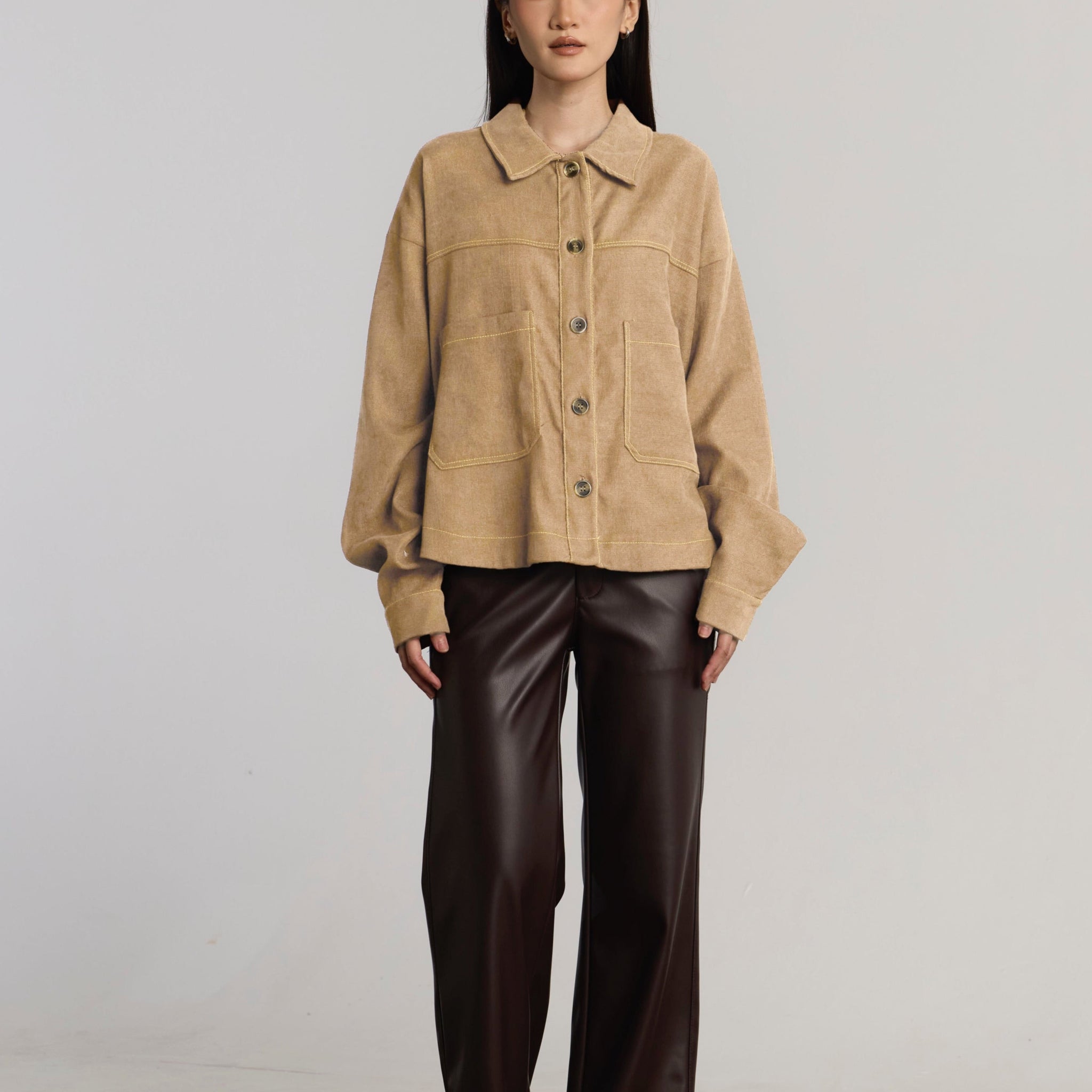 LEONA CASUAL TOP - BROWN