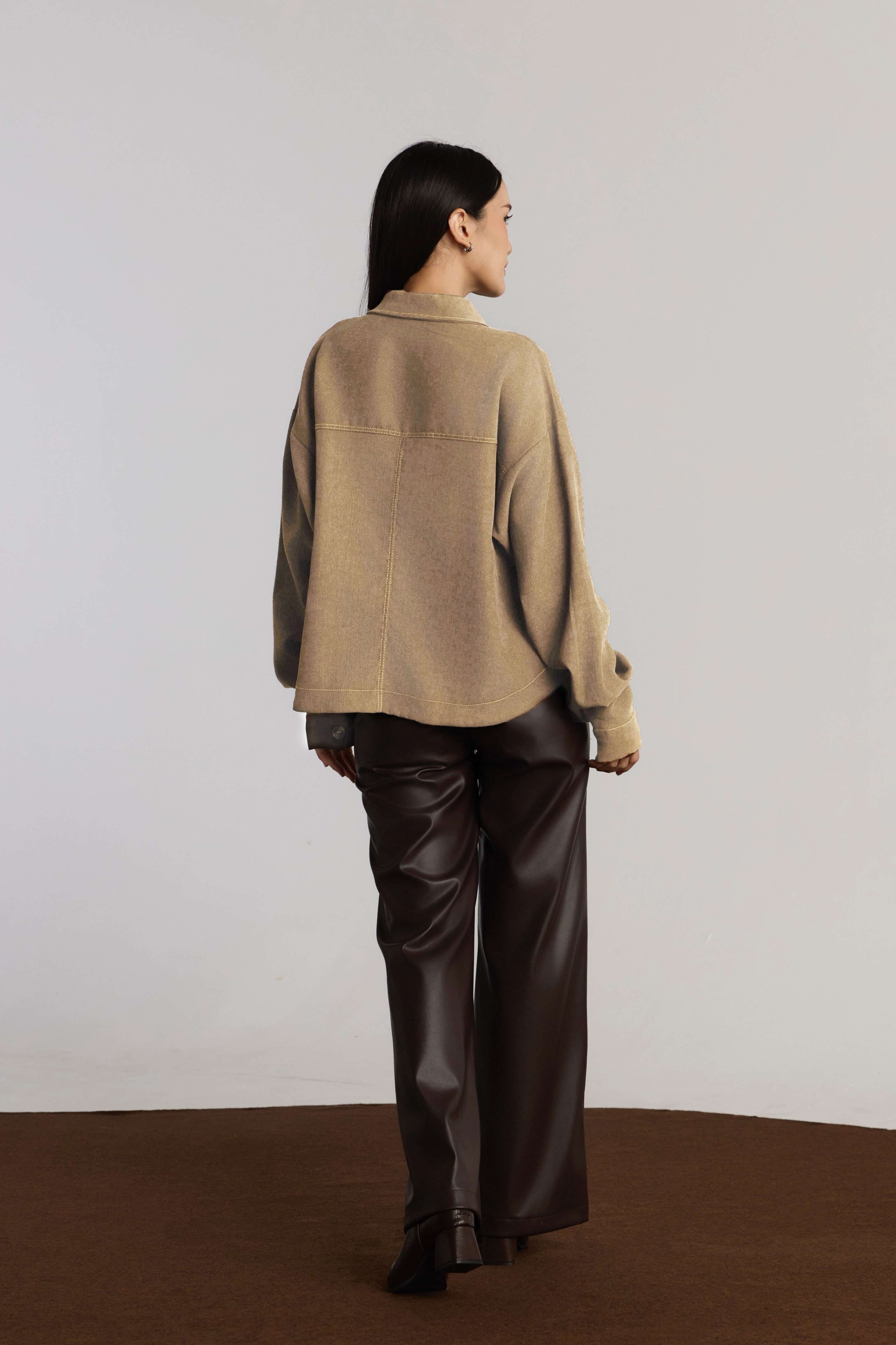 LEONA CASUAL TOP - BROWN