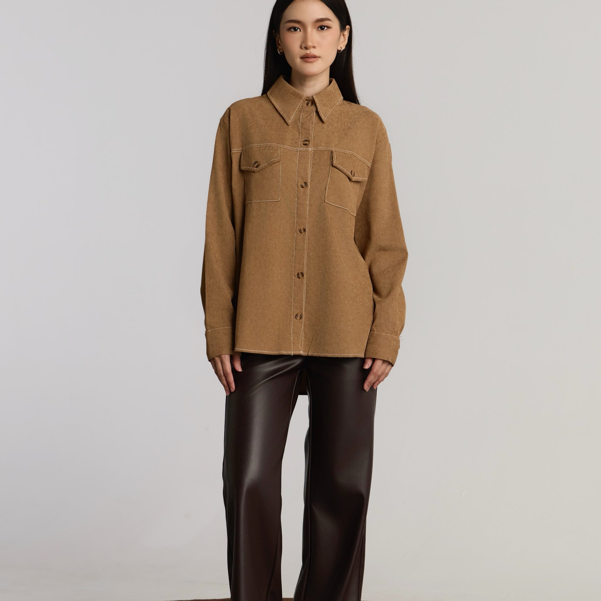 KENDRA CASUAL TOP - BROWN