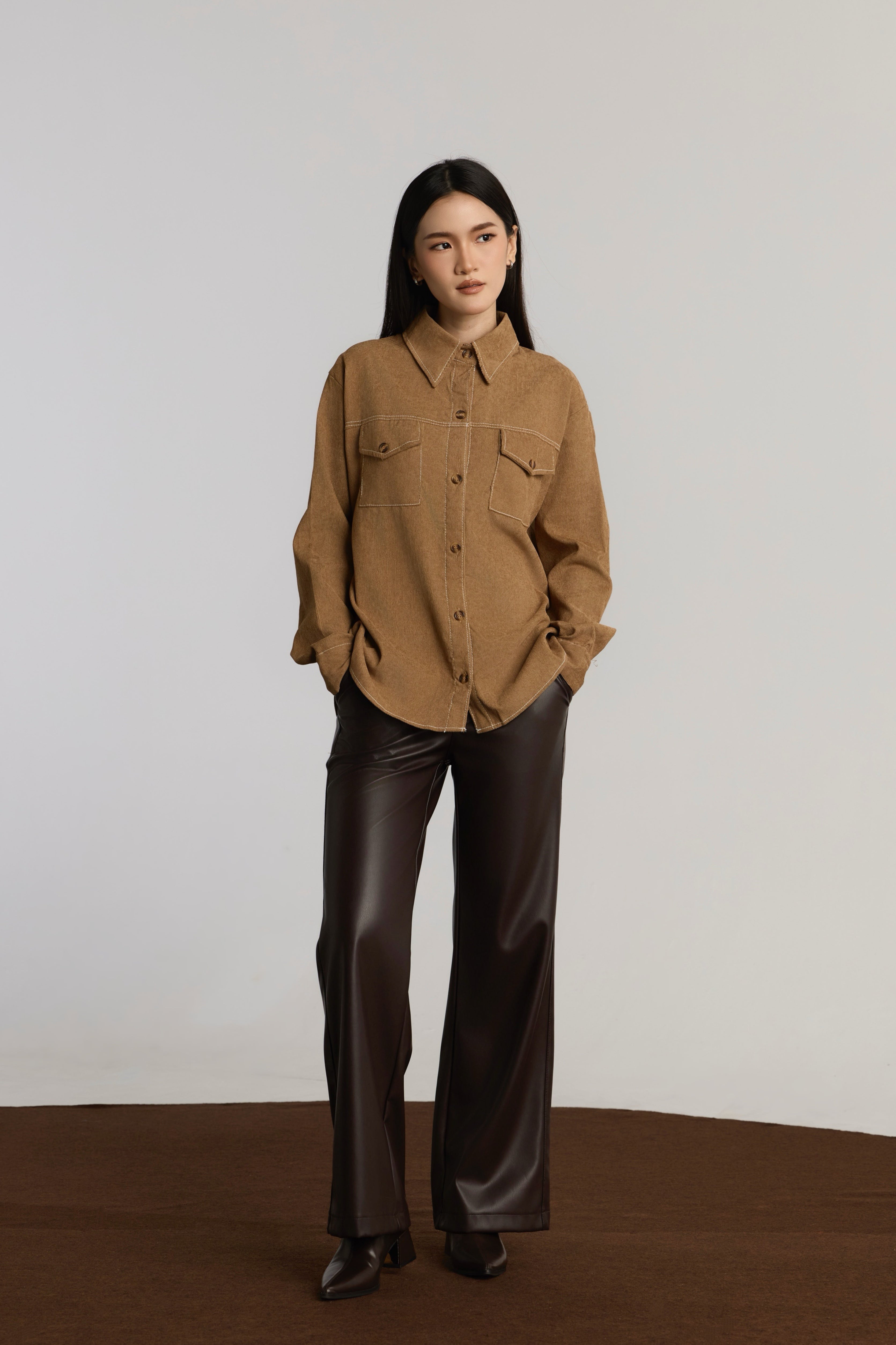 KENDRA CASUAL TOP - BROWN