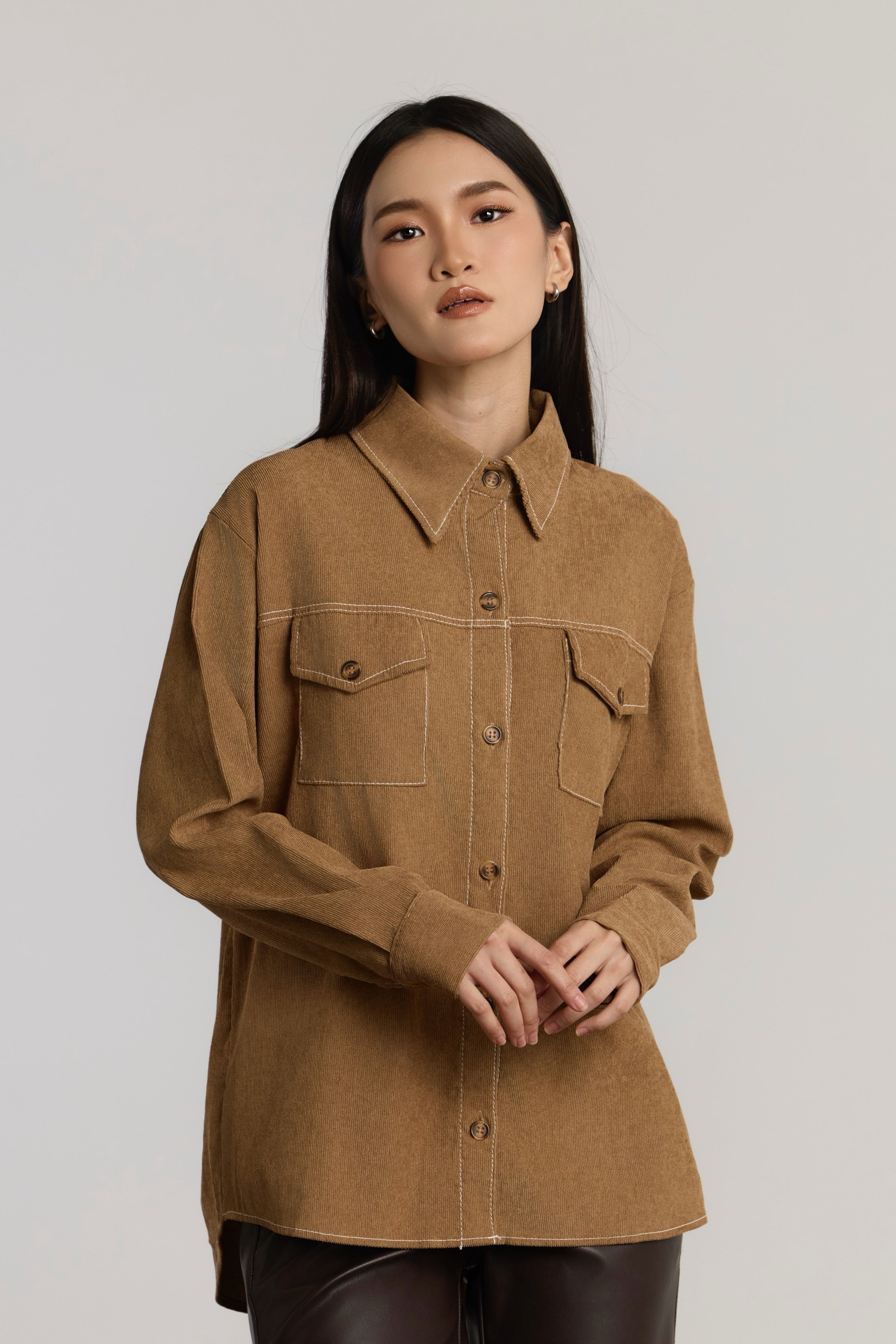 KENDRA CASUAL TOP - BROWN