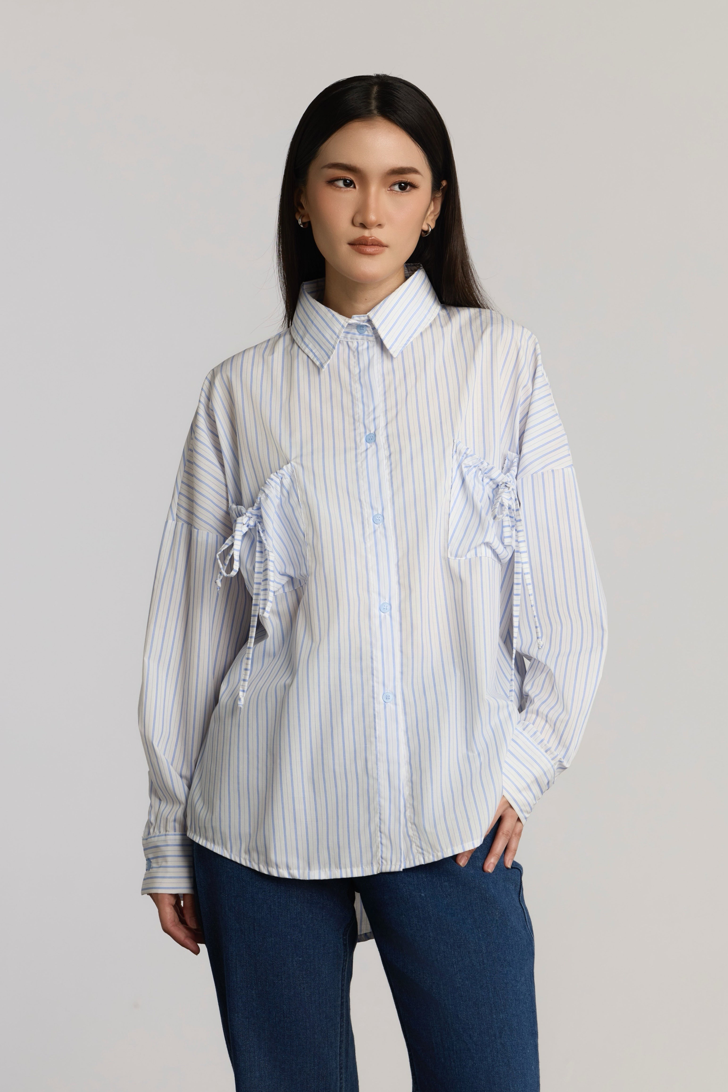 AMELIA CASUAL TOP - SOFT BLUE