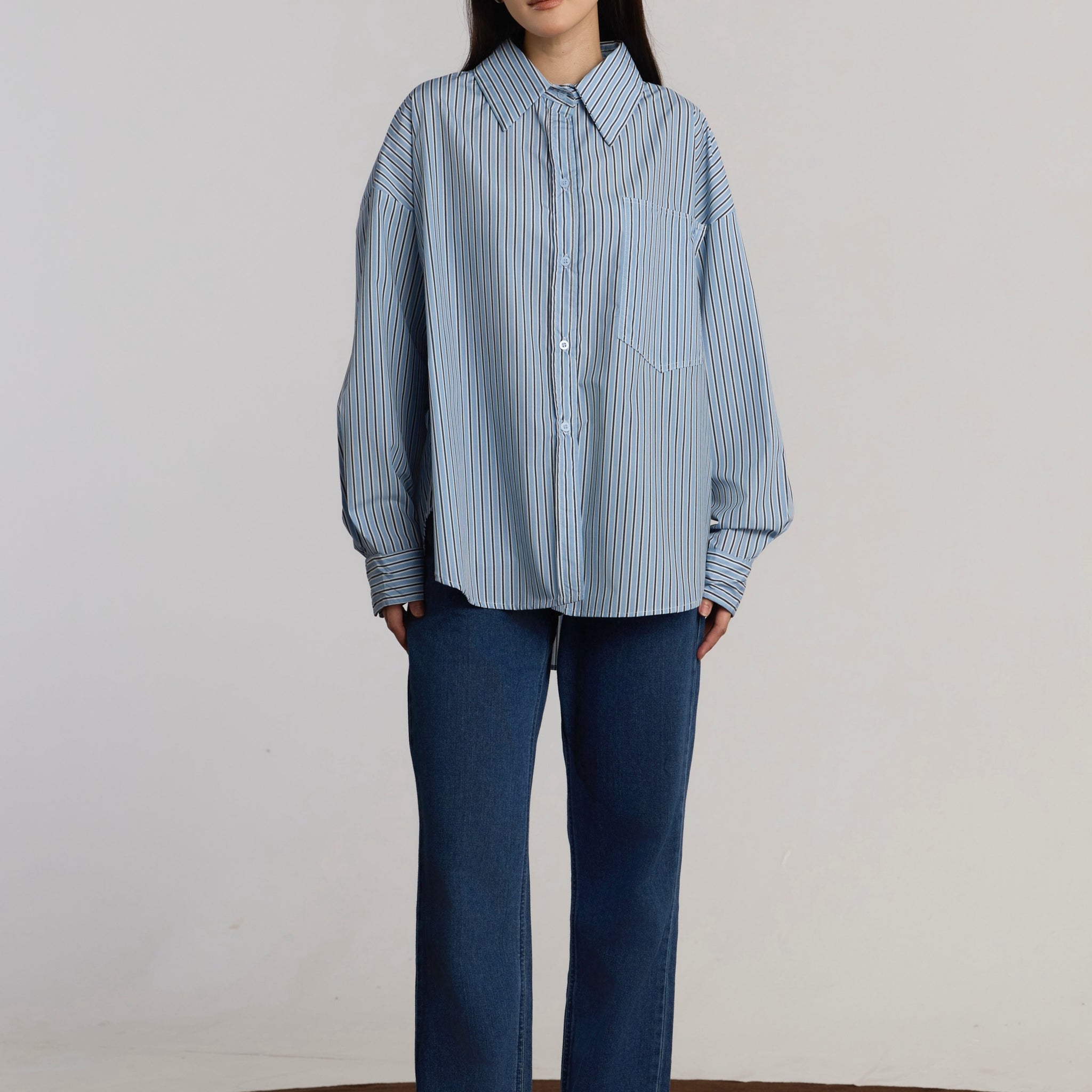 AVERY CASUAL TOP - BLUE BLACK