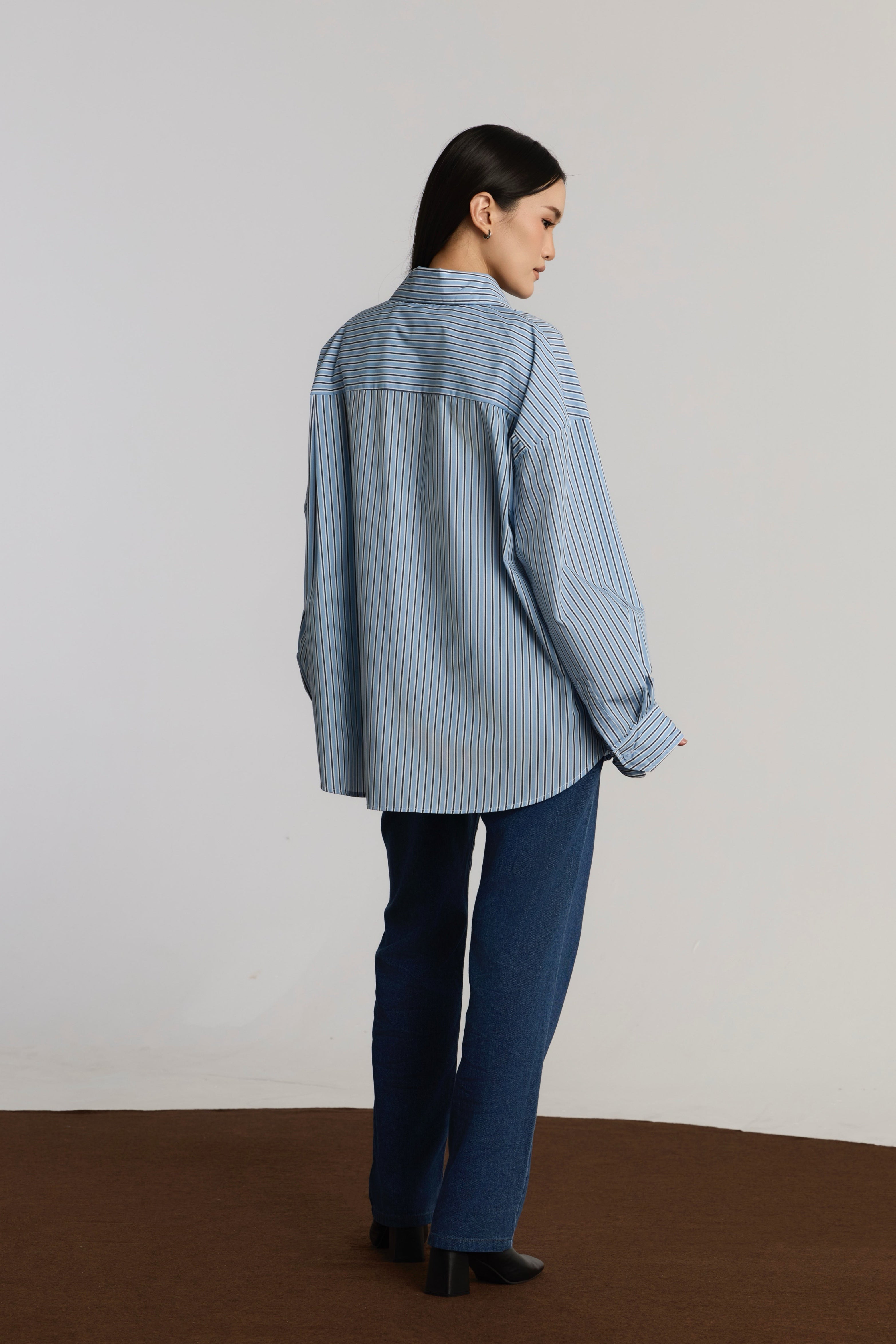 AVERY CASUAL TOP - BLUE BLACK