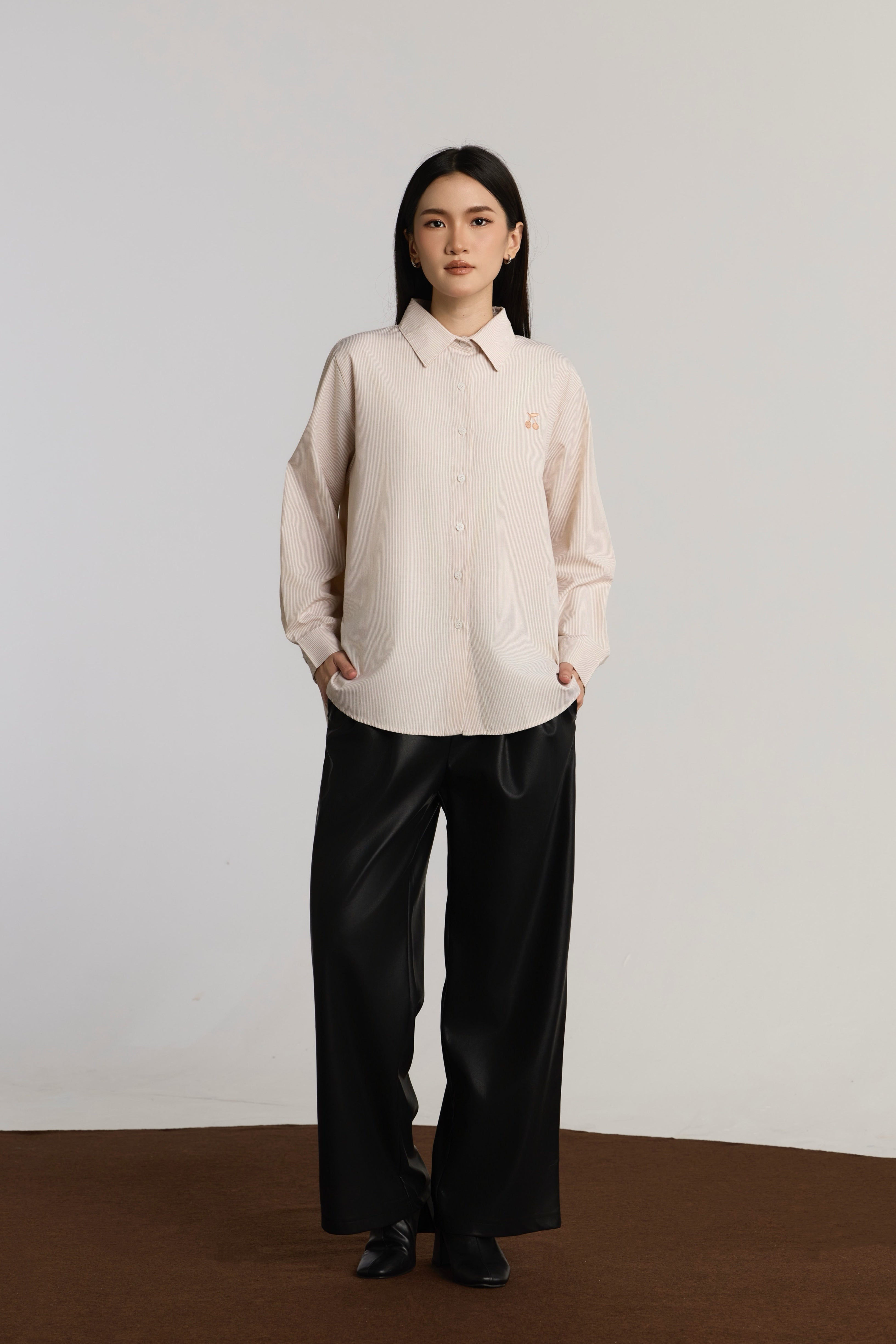 CUMI CASUAL TOP - BROWN