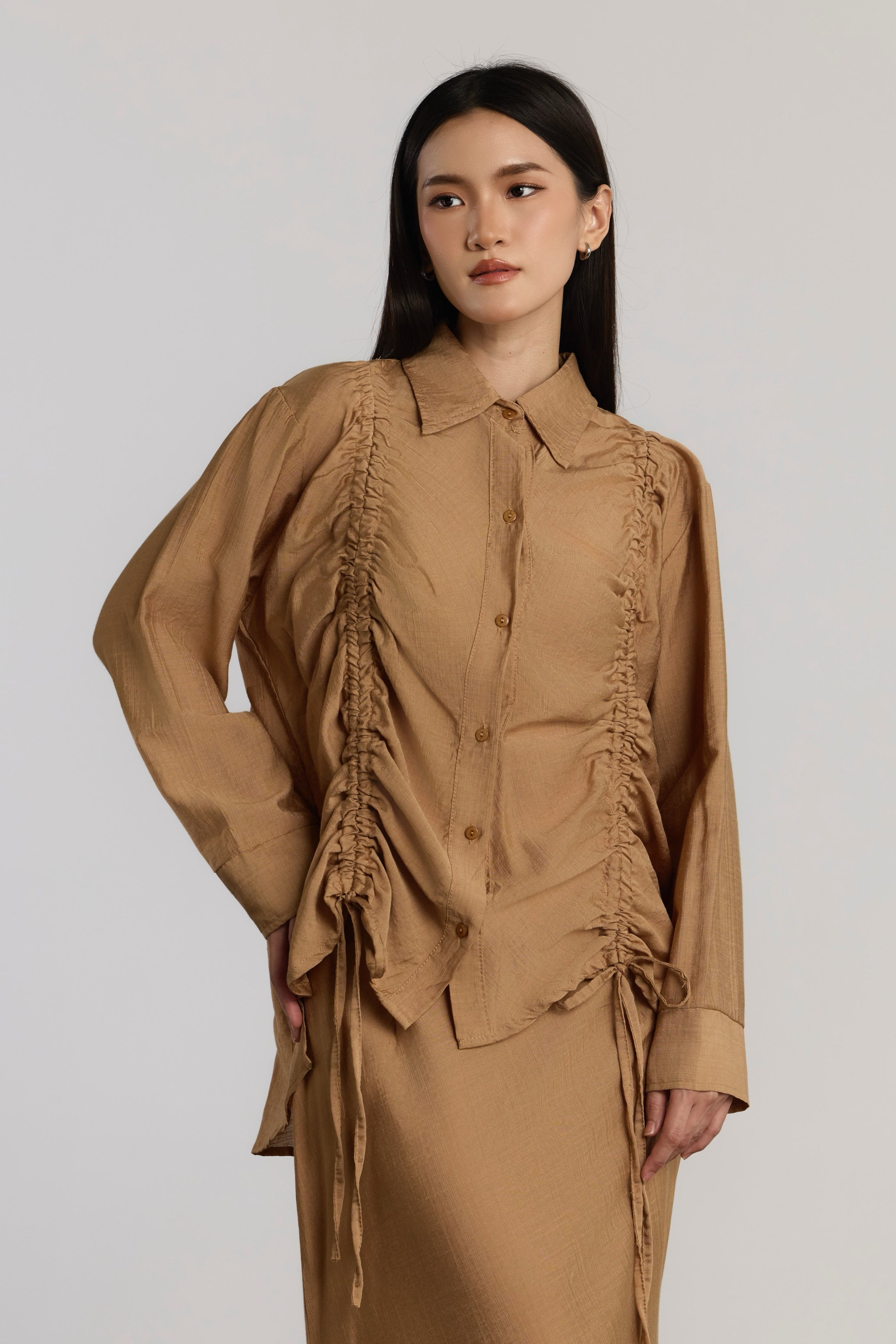 KIANIE TOP & SKIRT SET - BROWN