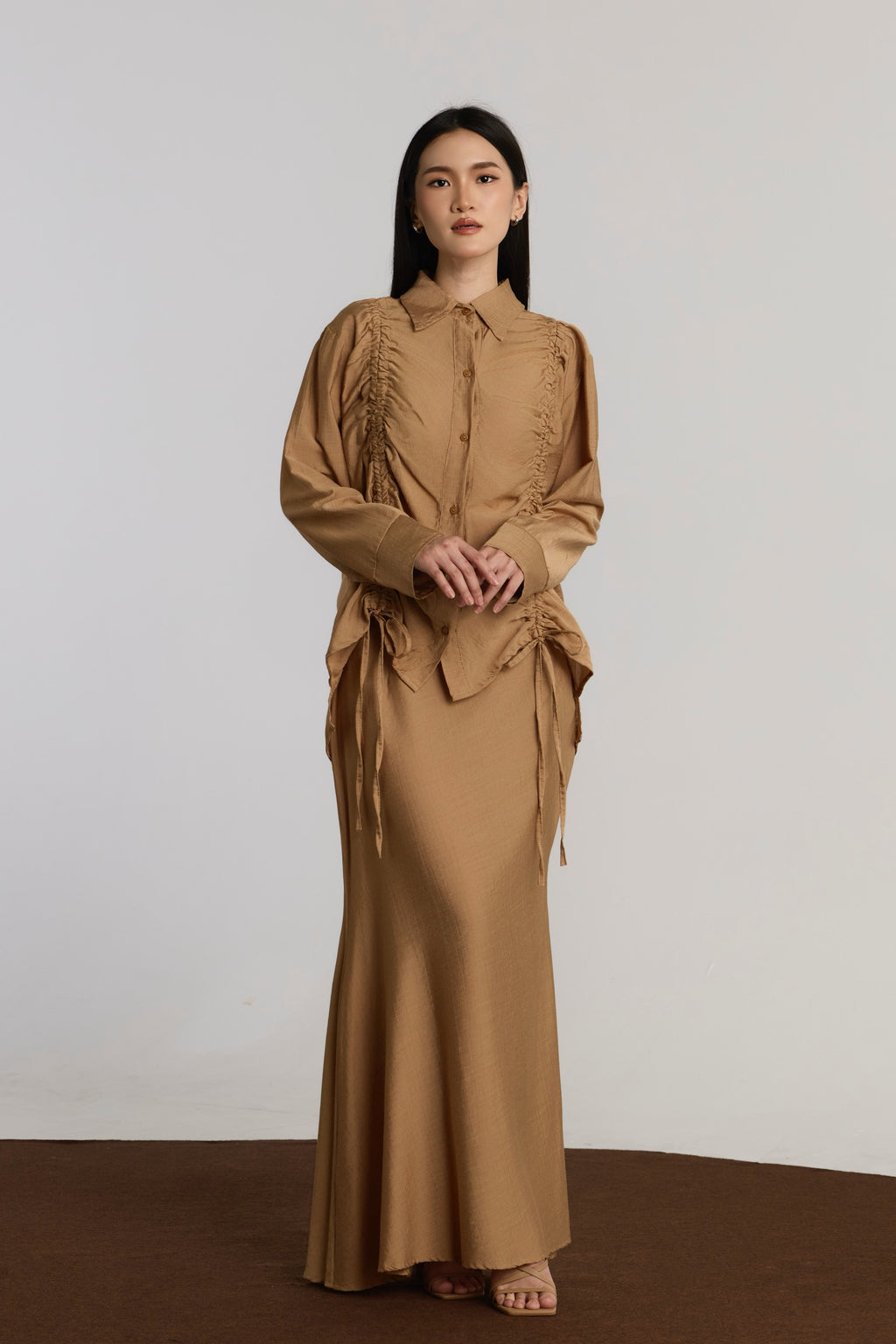 KIANIE TOP & SKIRT SET - BROWN