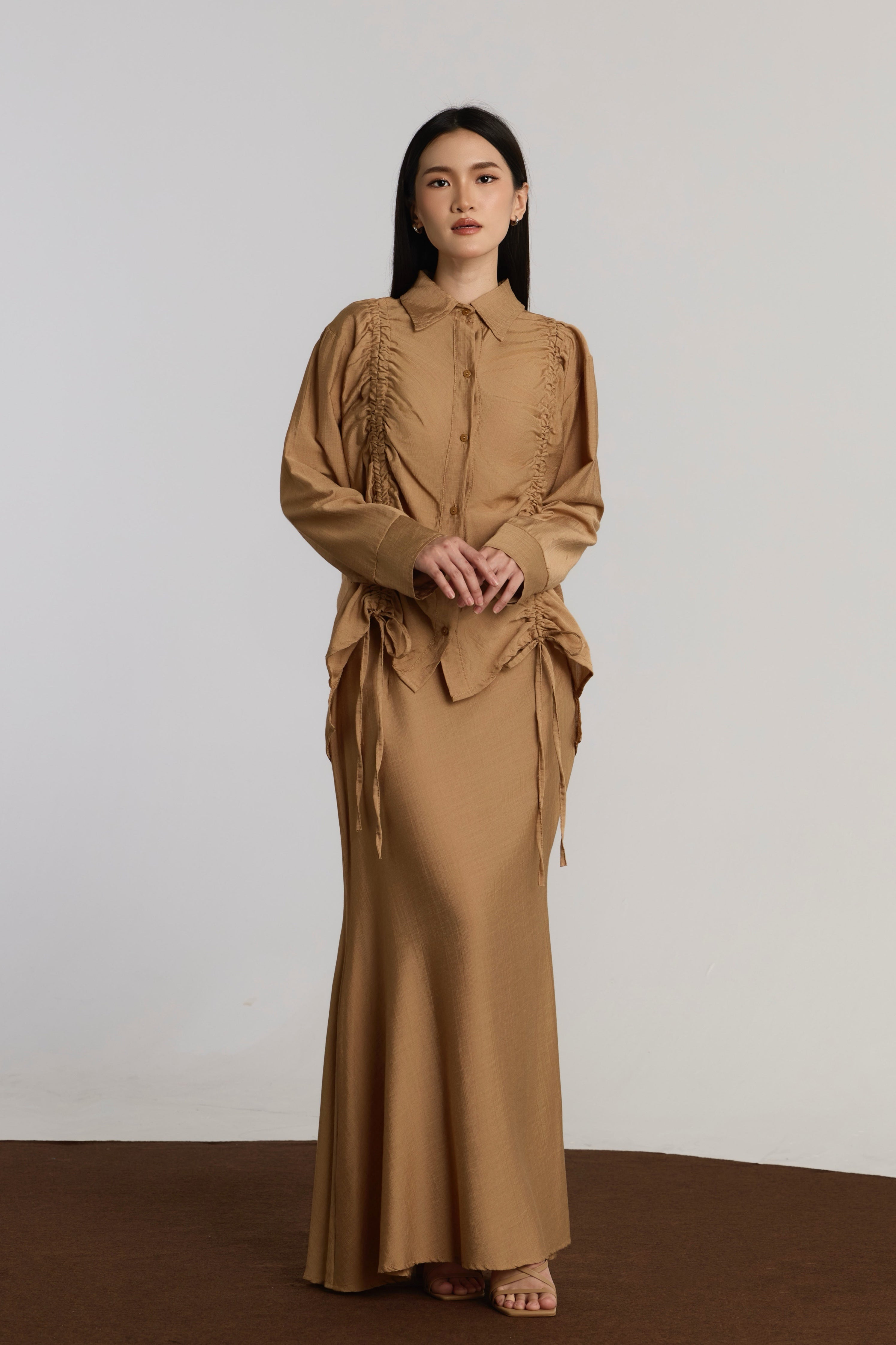 KIANIE TOP & SKIRT SET - BROWN