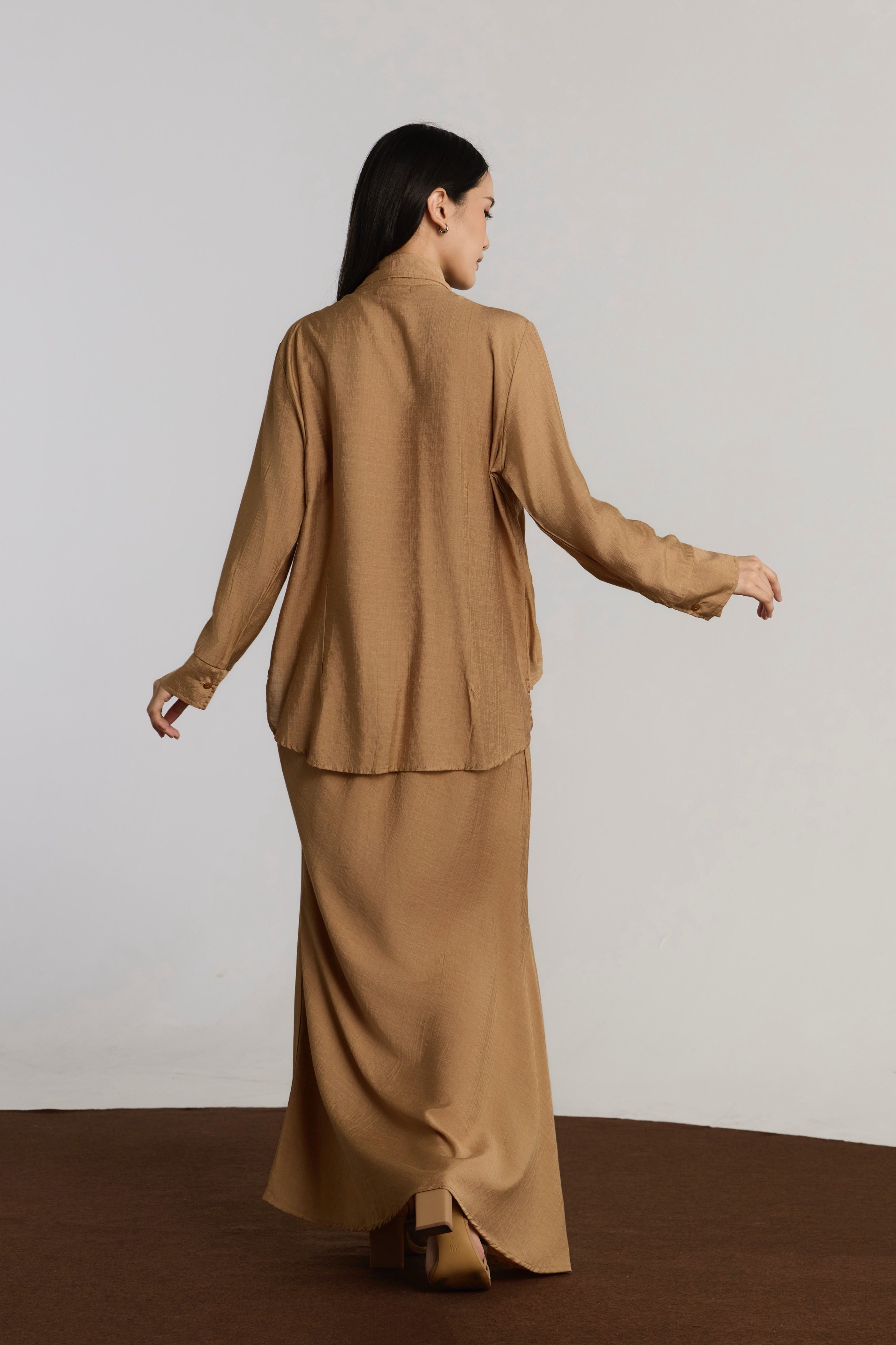 KIANIE TOP & SKIRT SET - BROWN