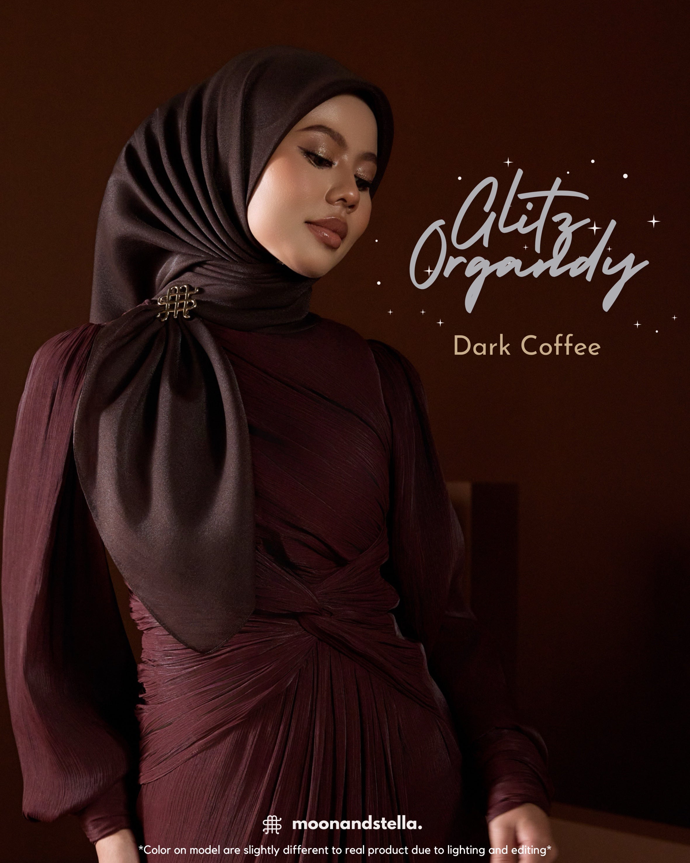 GLITZ ORGANDY - DARK COFFEE