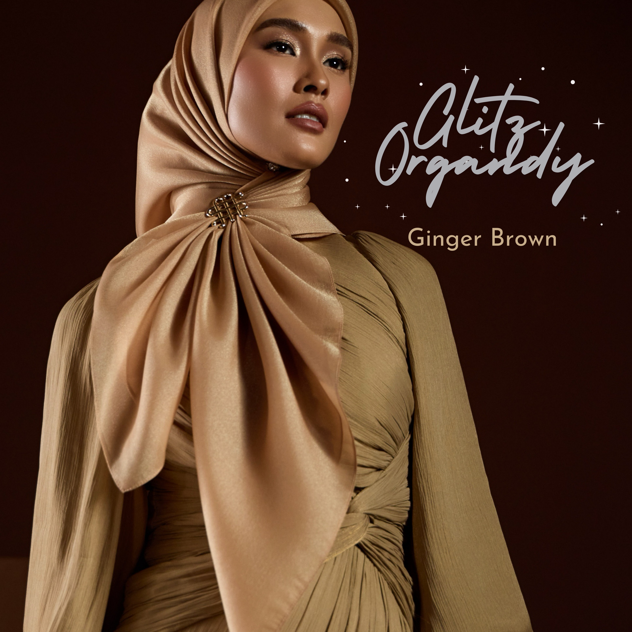 GLITZ ORGANDY - GINGER BROWN