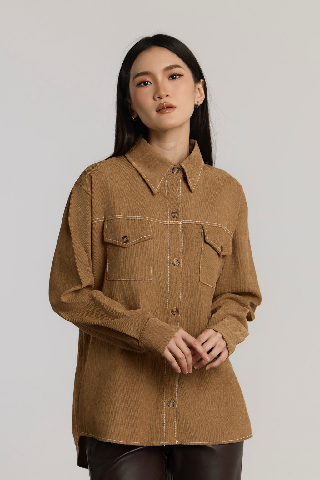 KENDRA CASUAL TOP - BROWN