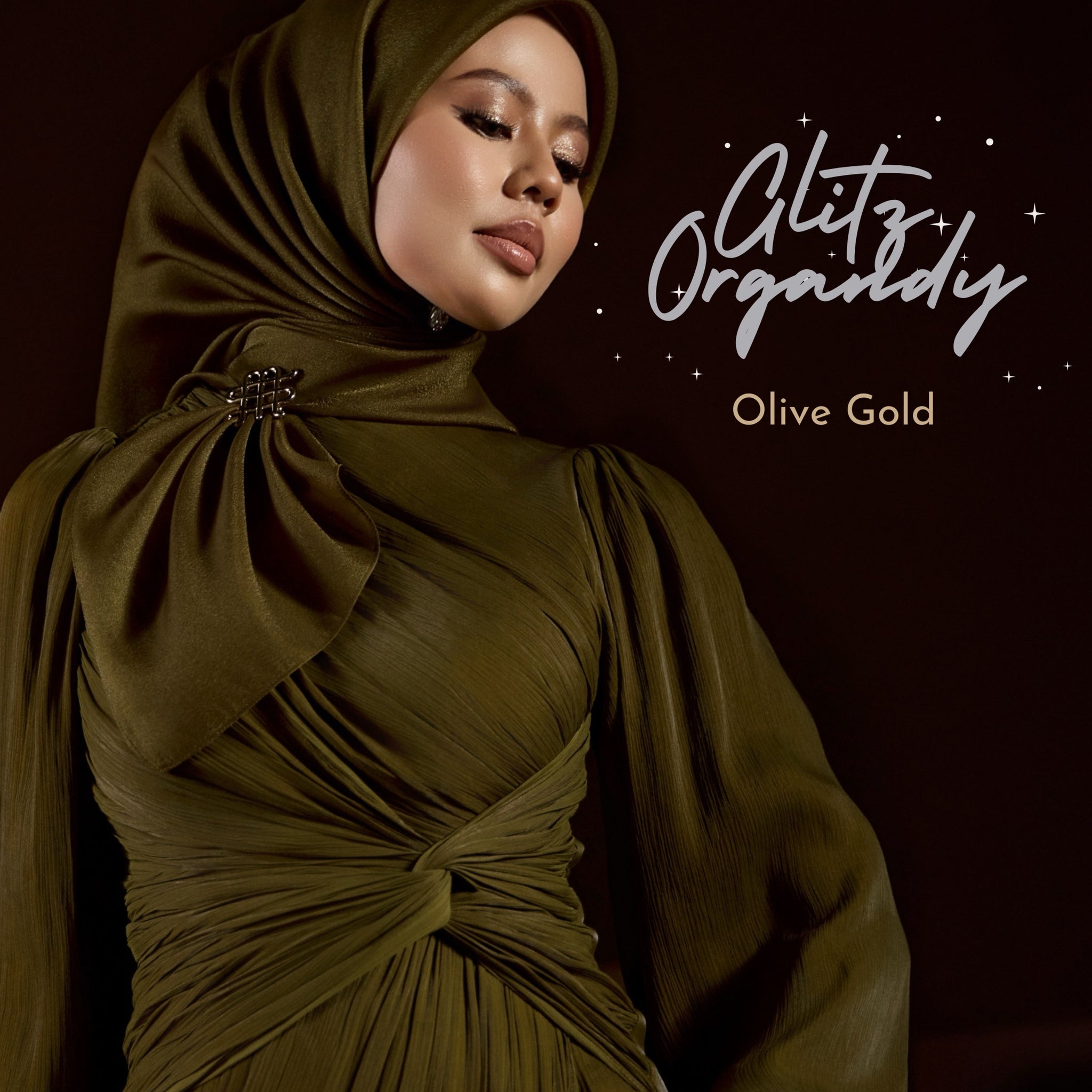 GLITZ ORGANDY - OLIVE GOLD