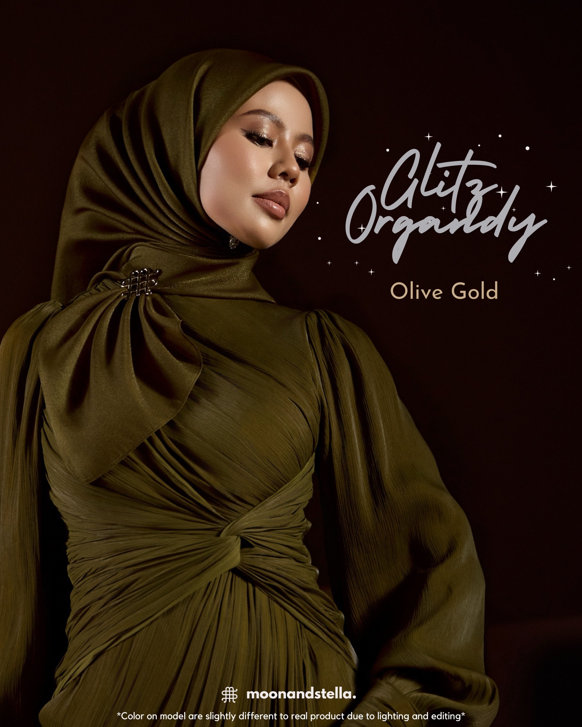 GLITZ ORGANDY - OLIVE GOLD