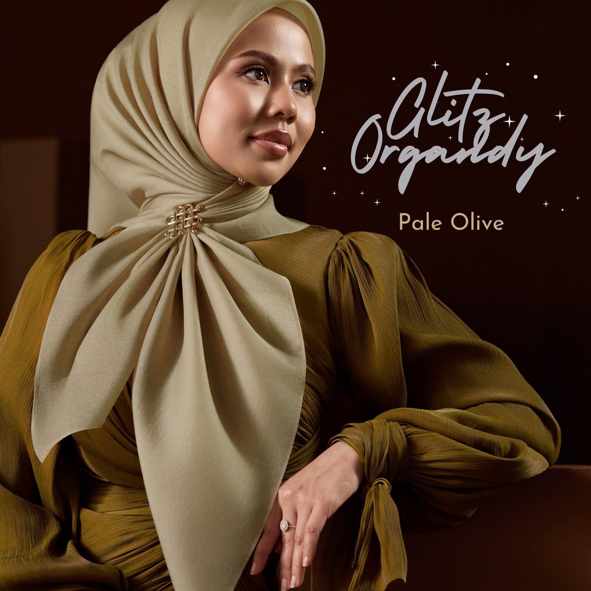 GLITZ ORGANDY - PALE OLIVE