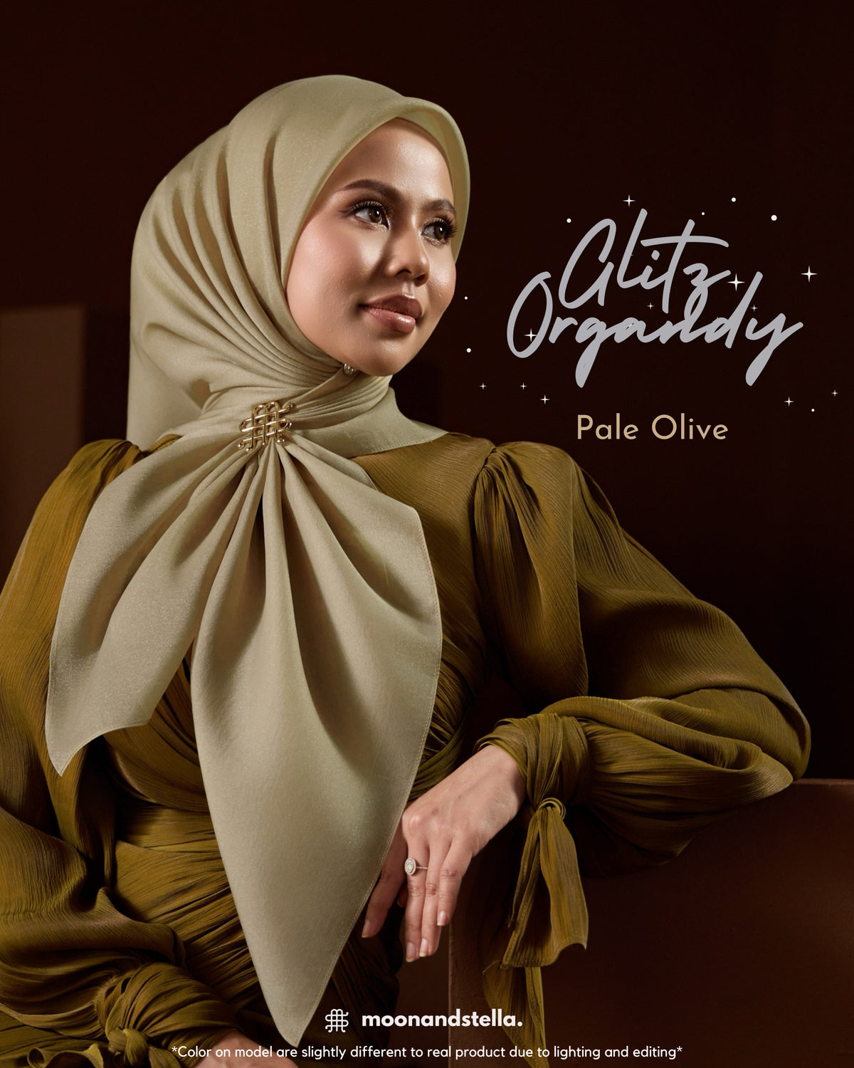 GLITZ ORGANDY - PALE OLIVE – Moonandstella