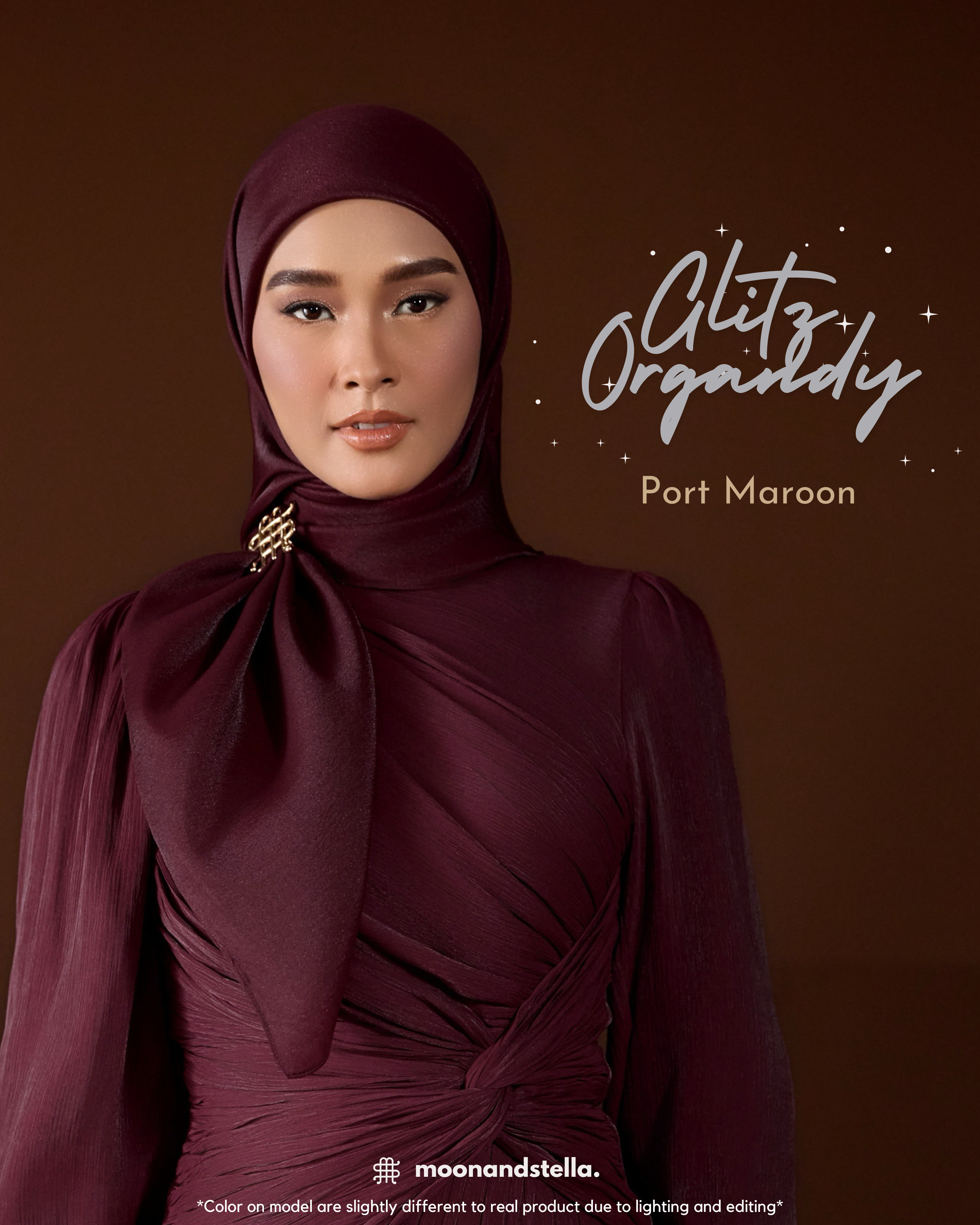 GLITZ ORGANDY - PORT MAROON