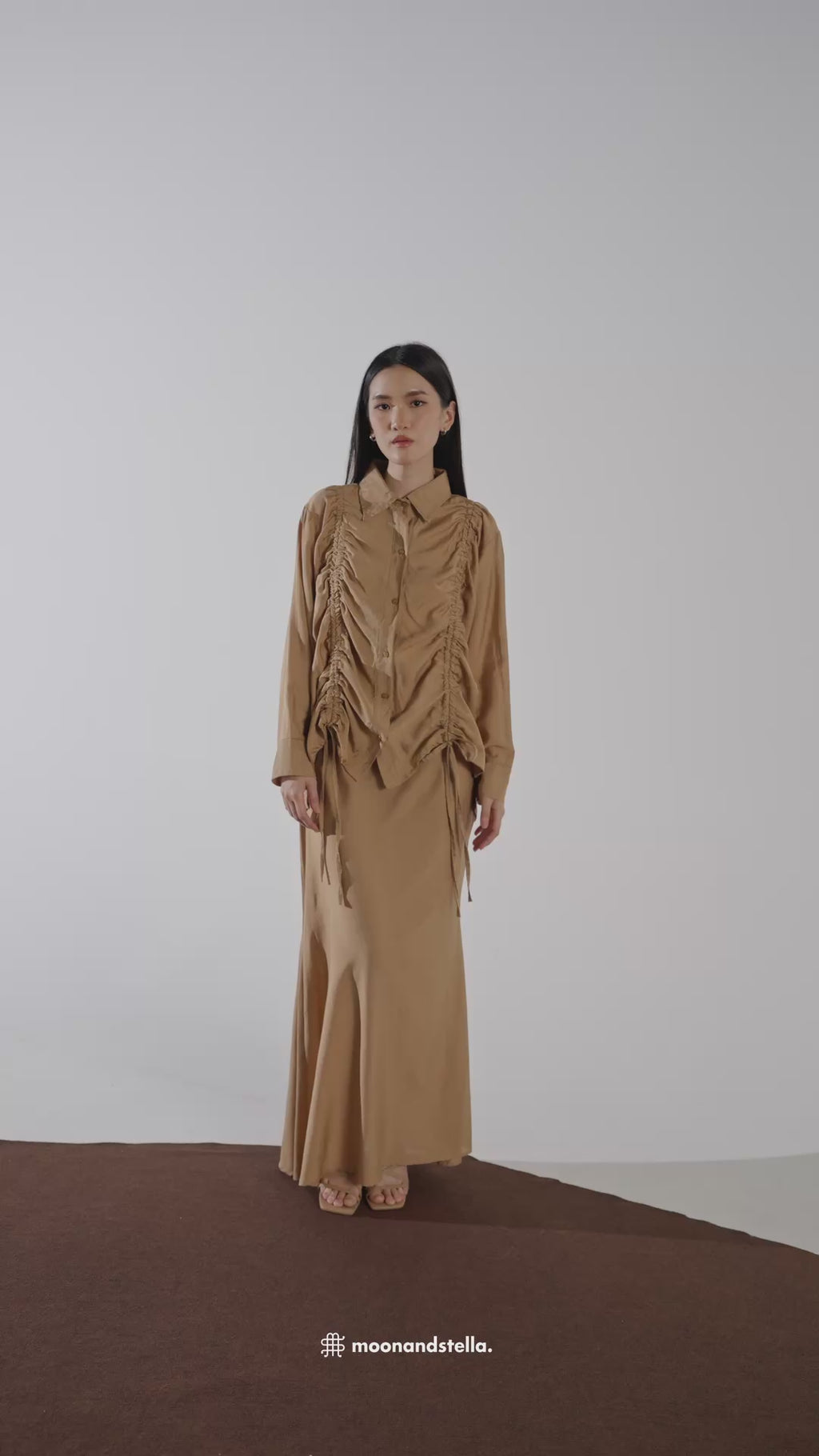 KIANIE TOP & SKIRT SET - BROWN