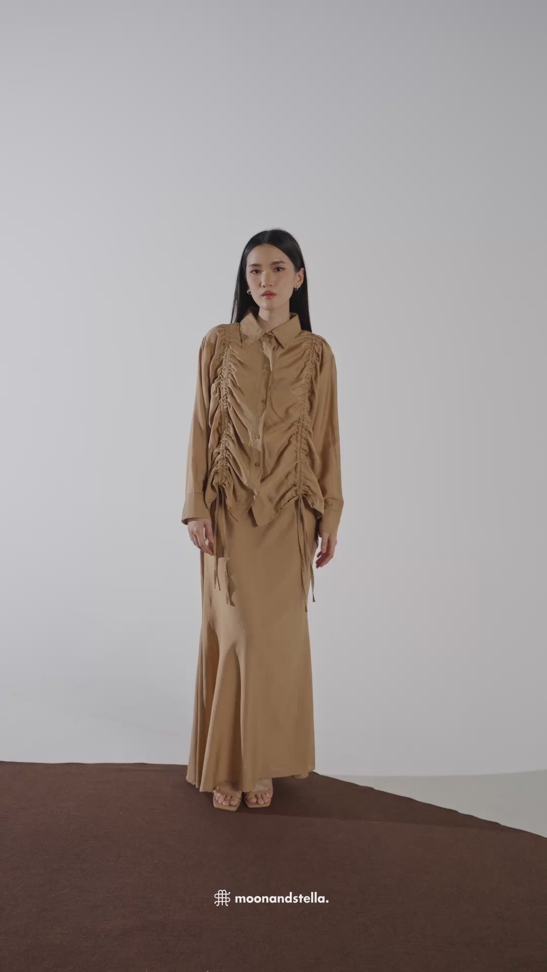 KIANIE TOP & SKIRT SET - BROWN